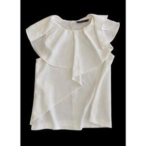 Zara Basic Collection sleeveless white top 2 ruffled neckline cut out back